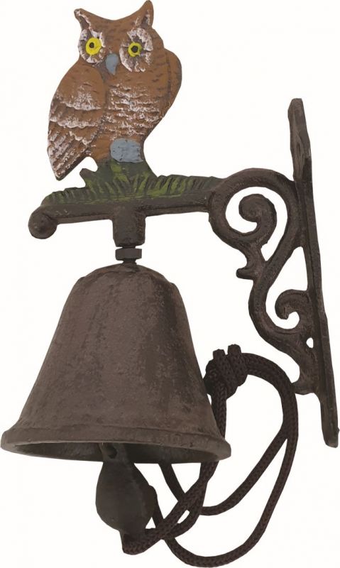 Zvonek domovní sova litina 15x10x6,5 cm