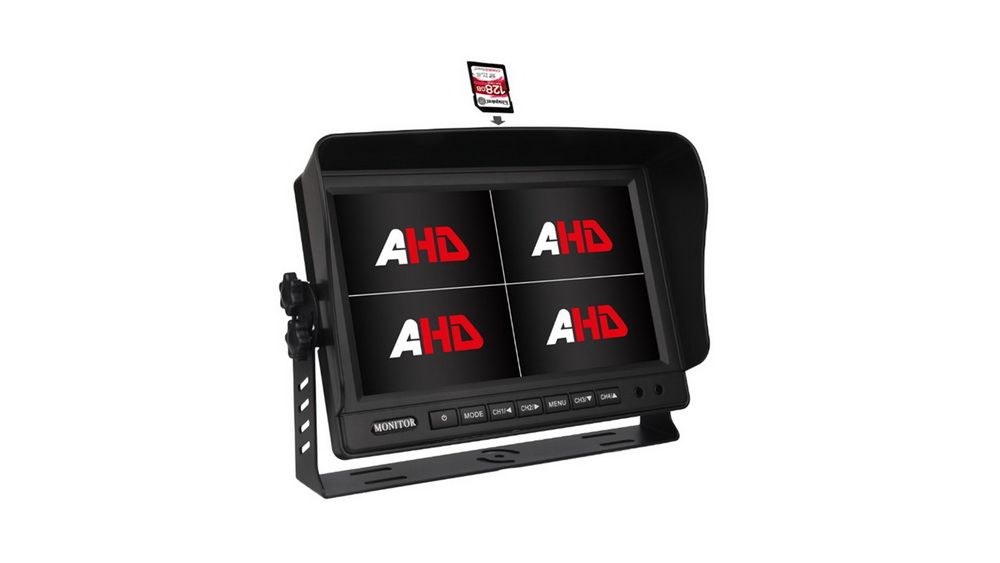 AHD 960,720P monitor 9" s kvadrátorem a DVR