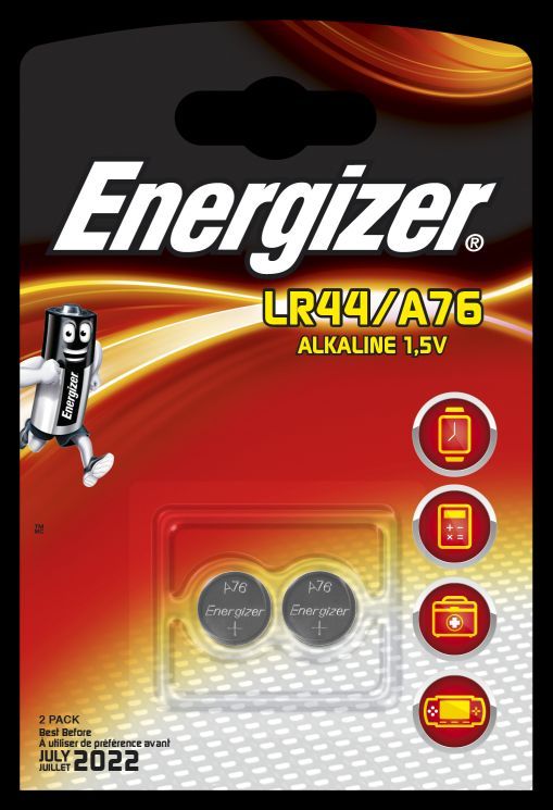 Baterie plochá knoflík LR44/A76 Energizer alkalická