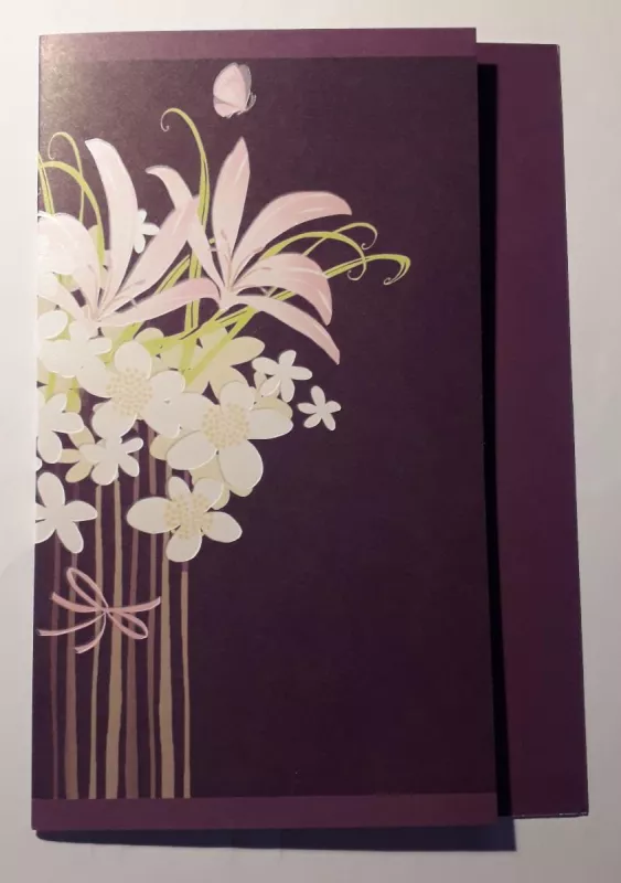 blahopřání k narozeninám Albi s obálkou - kytice na fialové