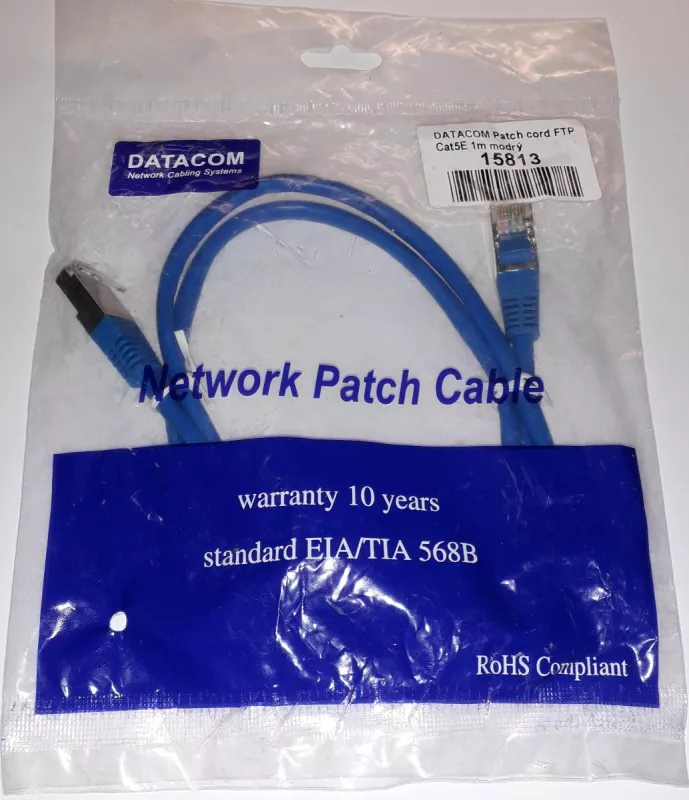 Síťový kabel 1m - propojovací Datacom CAT5E FTP modrý