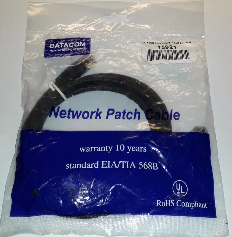 Síťový kabel DATACOM Patch cord UTP Cat6 2m černý