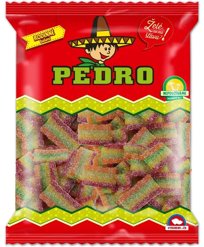 PEDRO Pásky Mini - želé kyselé duhové 1 kg