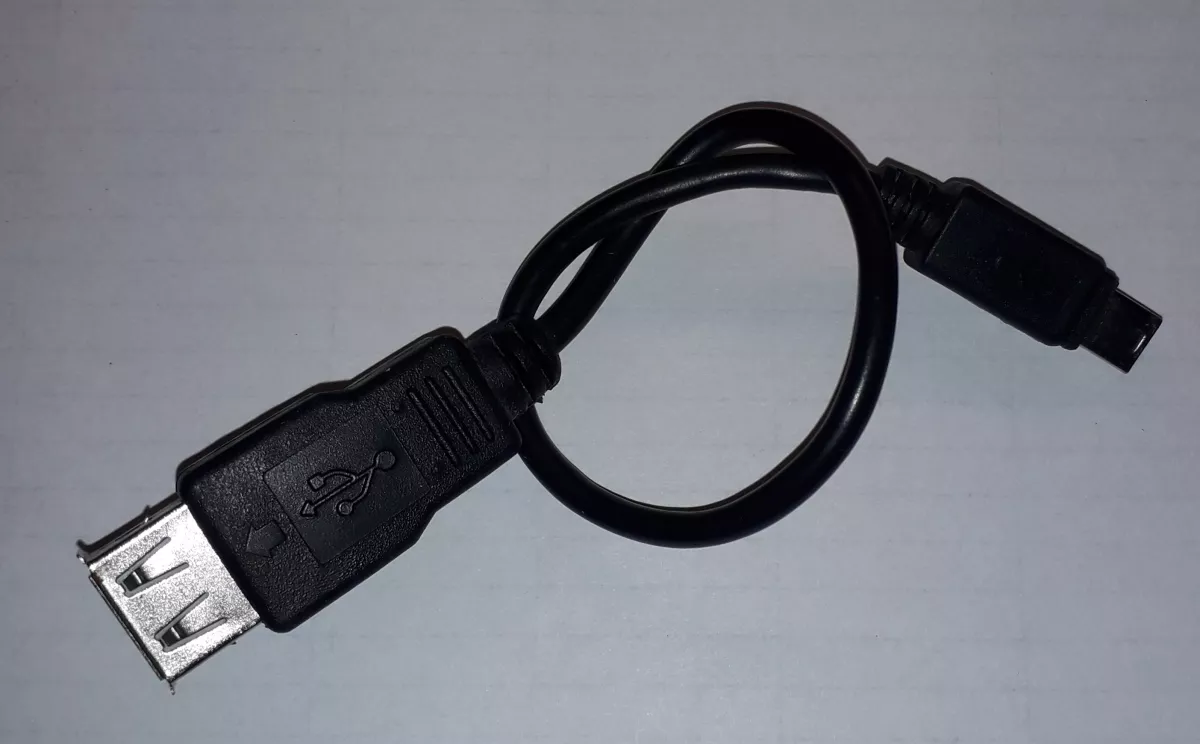 redukce miniUSB samec - USB A samice, 250mm, černý