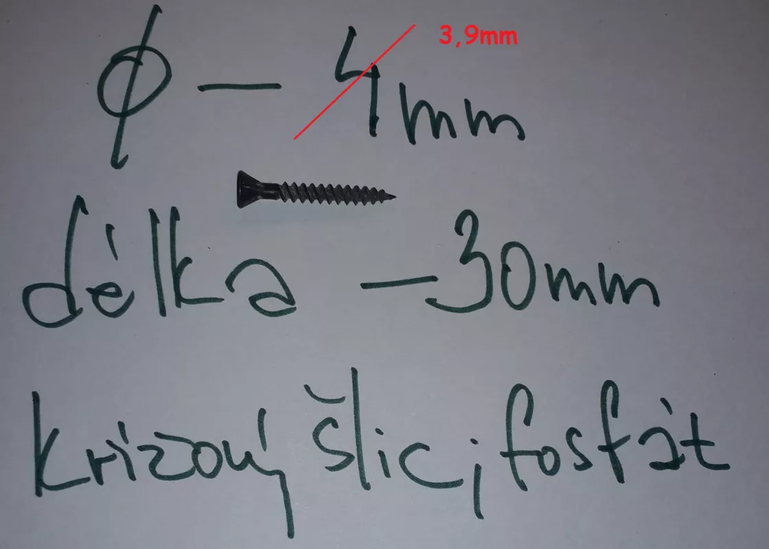 vrut do sádrokartonu TN 3,9x30mm fosfát