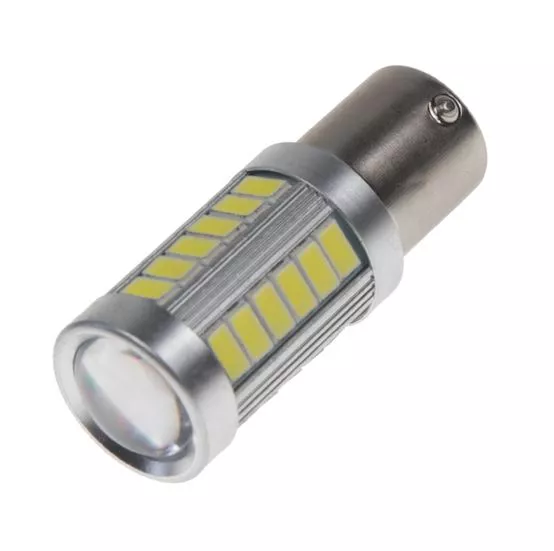 žárovka LED BA15s bílá, 12-24V, 33LED/5730SMD s čočkou