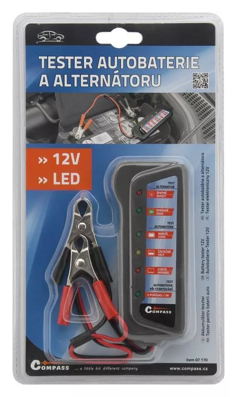 Tester autobaterie a alternátoru 12V