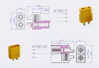 Napájecí konektor XT60 samice+samec, 2-pólový