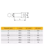 Hlavice prodloužená 6-hranná 1/4" 7mm