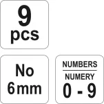 Razidla číselná 6 mm 9 ks 0-9