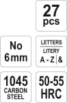 Razidla písmenková 6 mm 27 ks A-Z,&