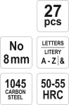 Razidla písmenková 8 mm 27 ks A-Z,&