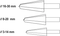 Sada stupňovitých kuželových vrtáků do plechu 3-30mm