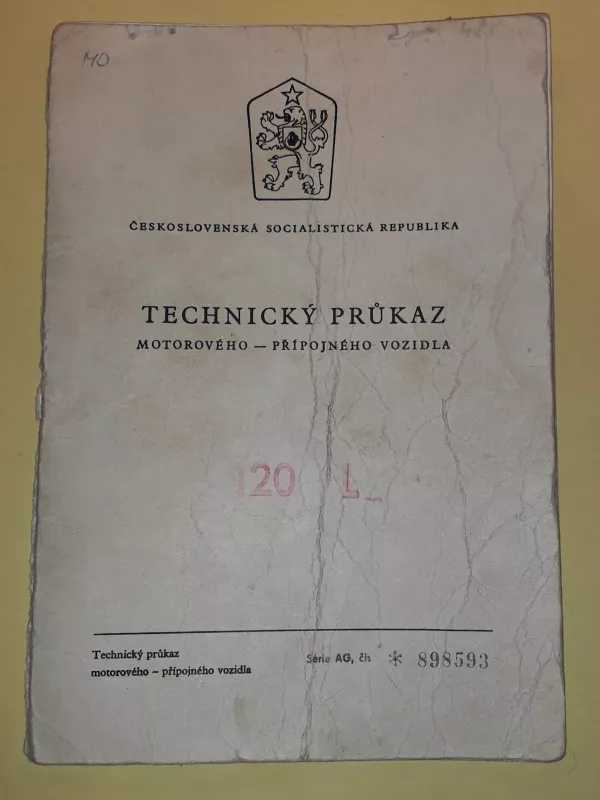 velký technický průkaz motorového vozidla Š120L